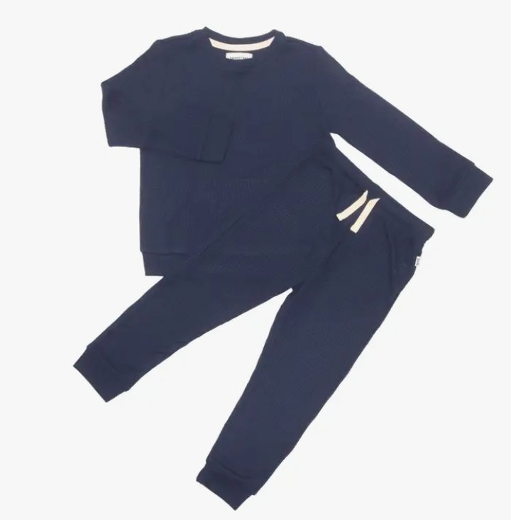 Baby Logan Waffle Set in Navy Iris - Tadpole