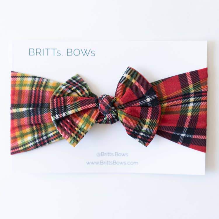 BRITTs. BOWs Nylon Red Plaid Headbands - Tadpole