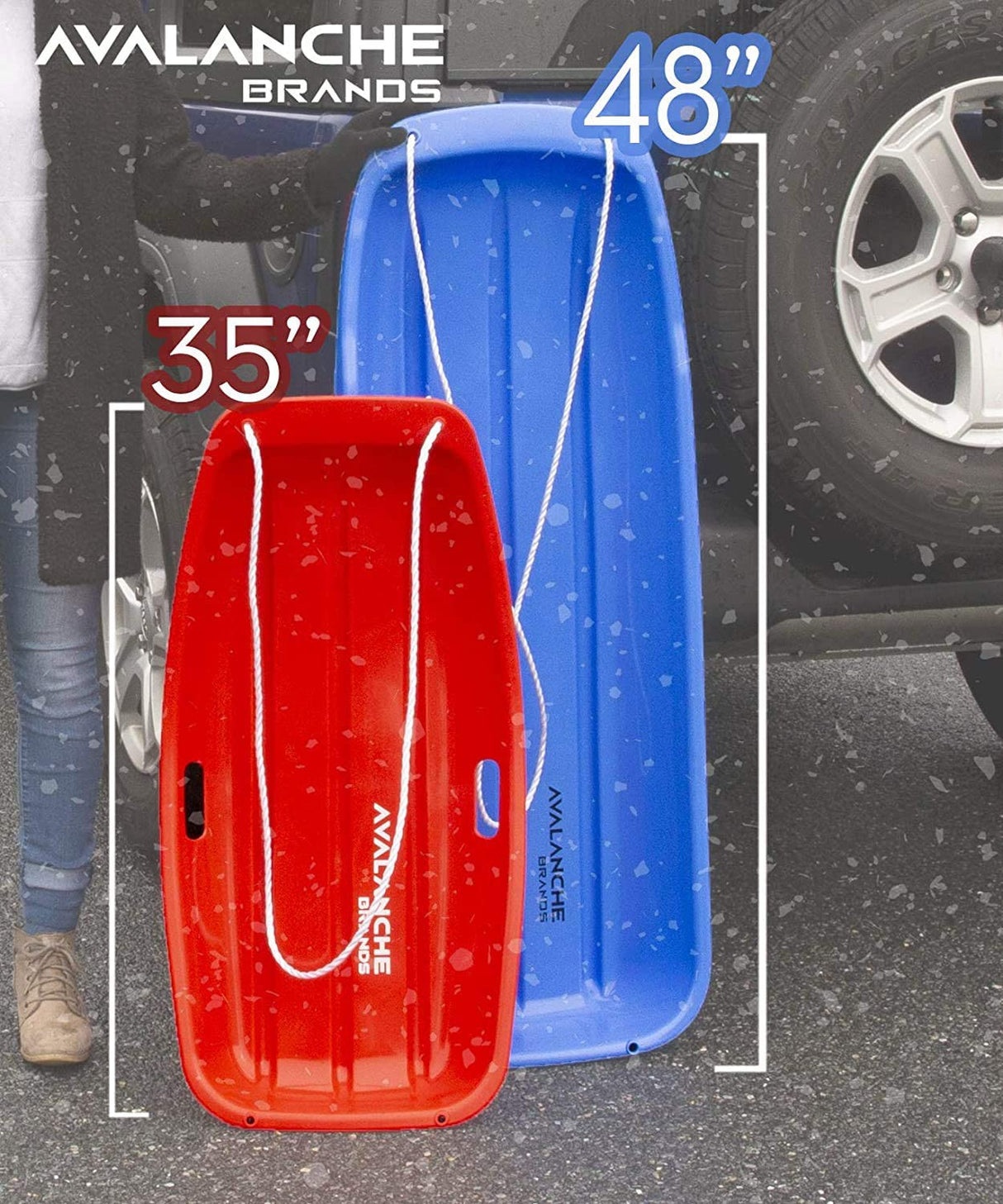 Classic Downhill Toboggan Snow Sled Includes Pull Rope and Handles (35") - Tadpole