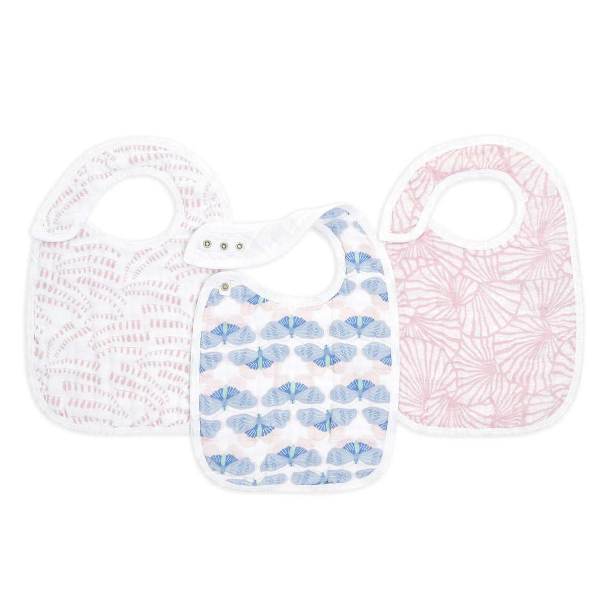 boutique 100% cotton muslin snap bibs 3 pack