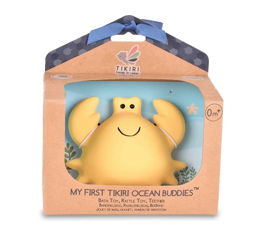 Crab — Natural Organic Rubber Teether, Rattle & Bath Toy - Tadpole