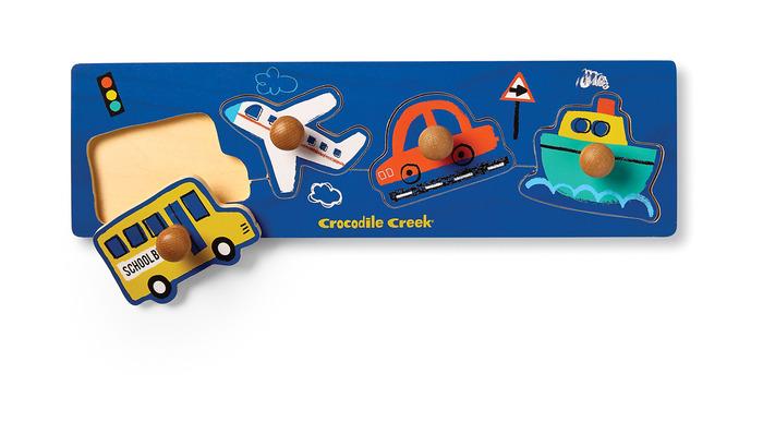 Crocodile Creek 4-Piece Wood Knob Puzzle-Vehicles - Tadpole