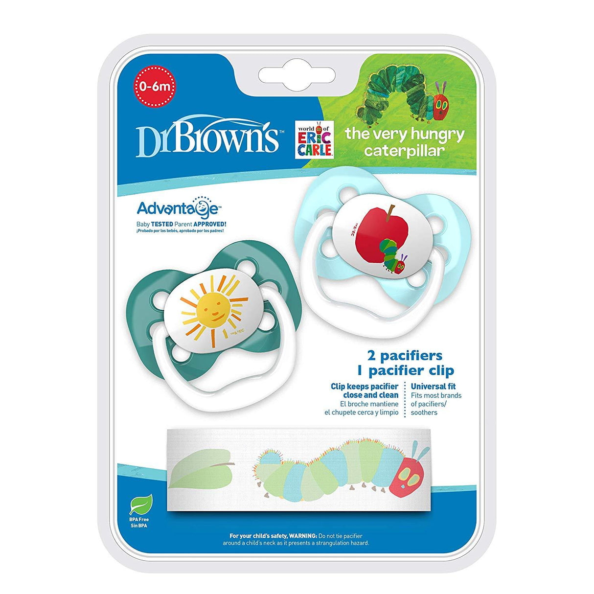 Dr. Brown's Eric Carle Pacifier & Clip Set - Tadpole