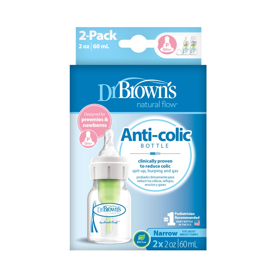 Dr. Brown’s Natural Flow® Options+™ Preemie Baby Bottle, 2 oz/60 ml, 2 PK - Tadpole