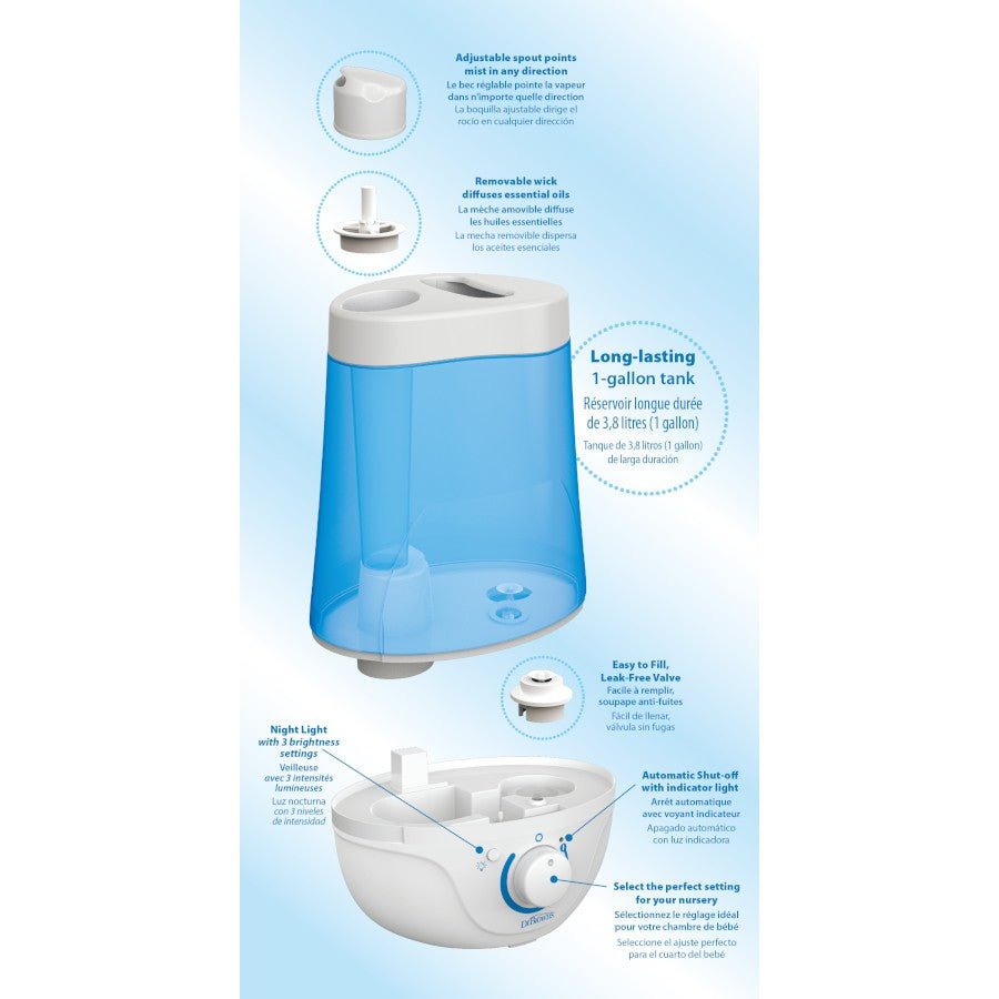 Dr. Brown’s™ Ultrasonic Cool Mist Humidifier with Nightlight - Tadpole