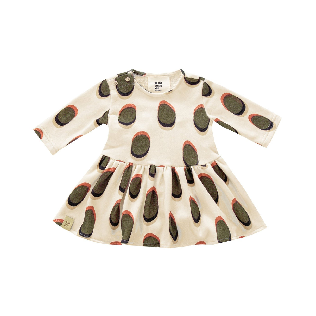 Drop Waist Long Sleeve Terry Dress - Cream - Tadpole