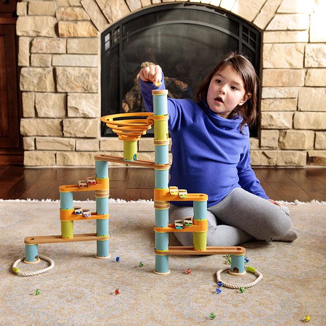 Fat Brain Bamboo Builder Marble Run-78pcs - Tadpole