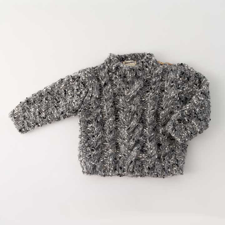 Grey Tweed Button Shoulder Sweater - Tadpole