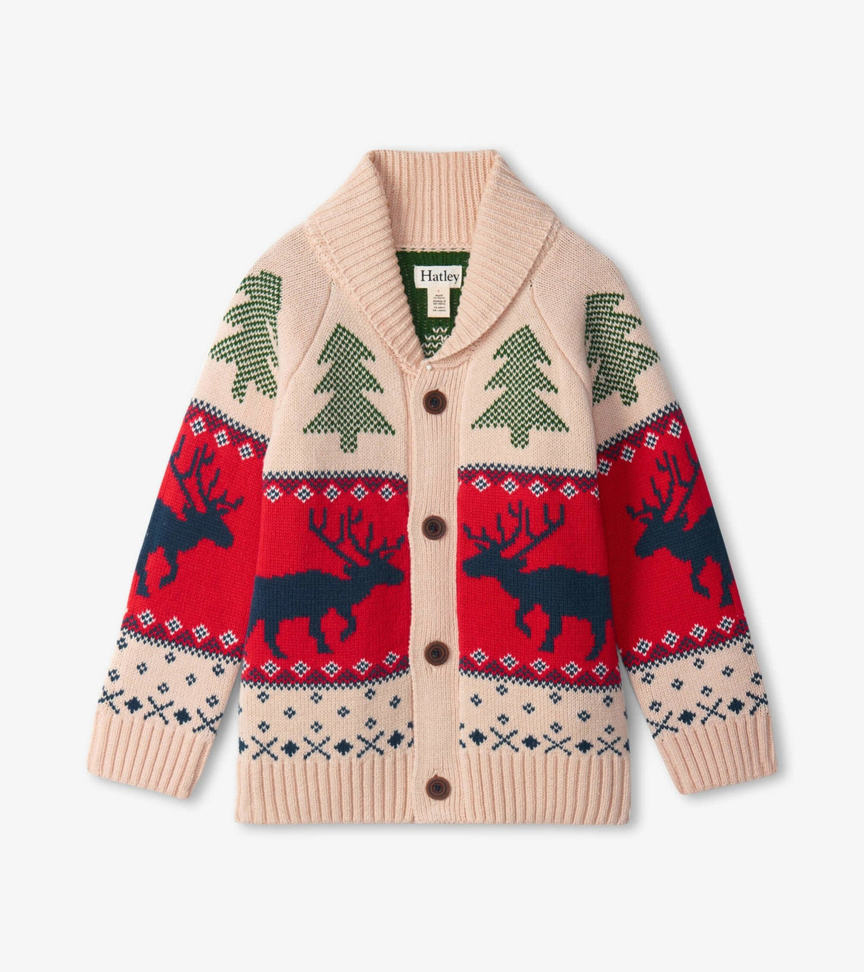 Holiday Elk Shawl Collar Cardigan - Tadpole