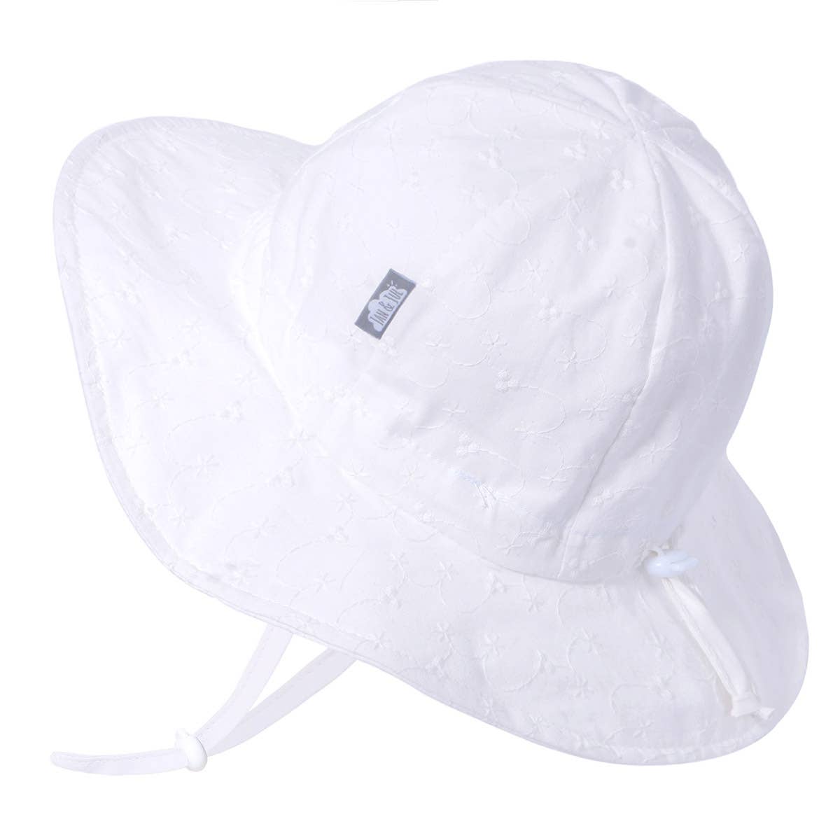 Jan & Jul Grow-With-Me Sun Hat White Eyelet - Tadpole