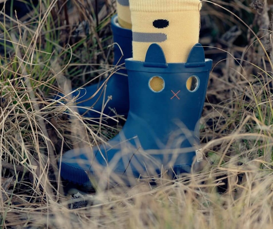 LookiCat Blue Rain Boots With Fur - Tadpole