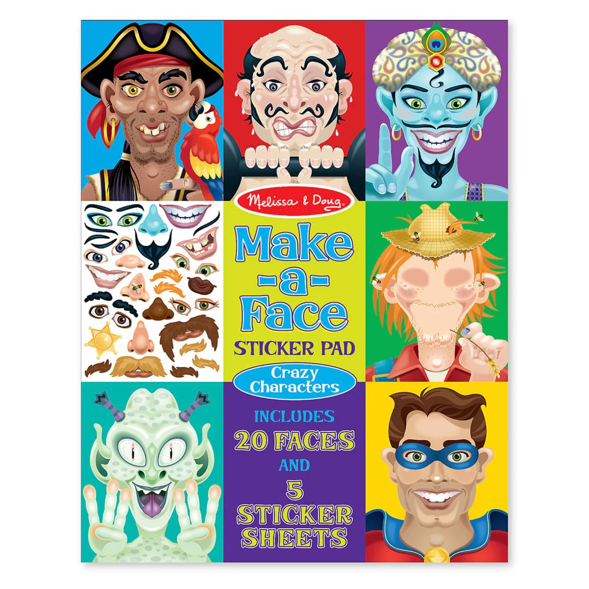 Make-a-Face Crazy Characters Stickers Pad - Tadpole