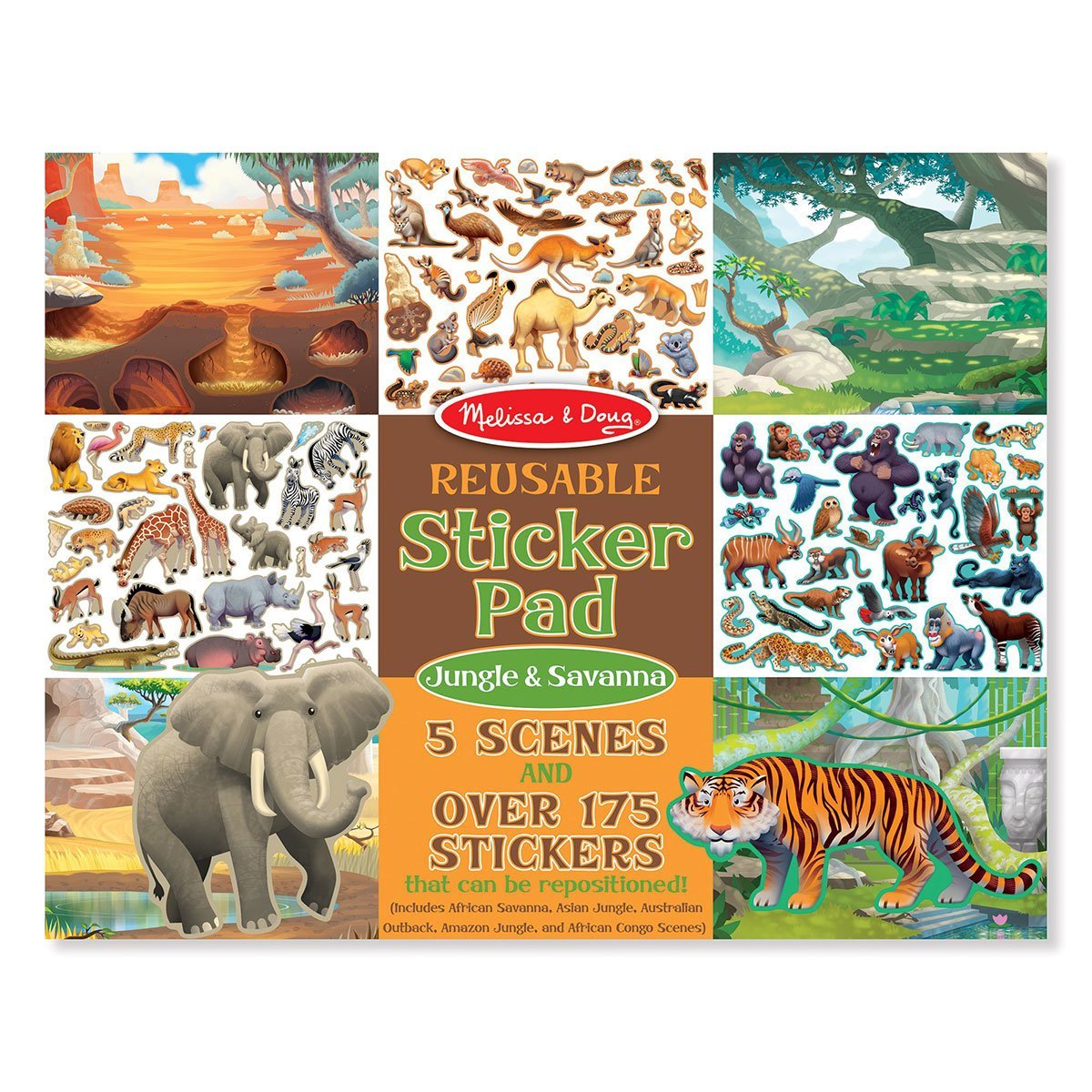 Melissa & Doug Reusable Sticker Pad Jungle & Savannah - Tadpole