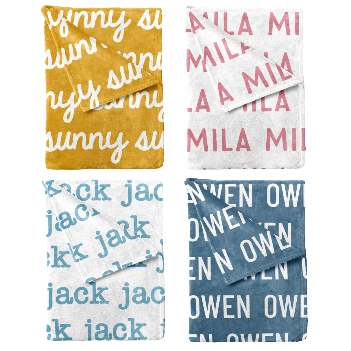 Sugar + Maple Plush Minky Personalized Blanket - Repeating Name - Tadpole