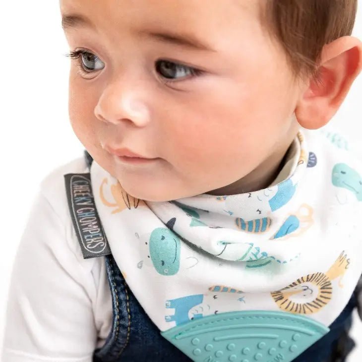 Neckerchew Teething Dribble Bib Cheeky Animals Teether - Tadpole