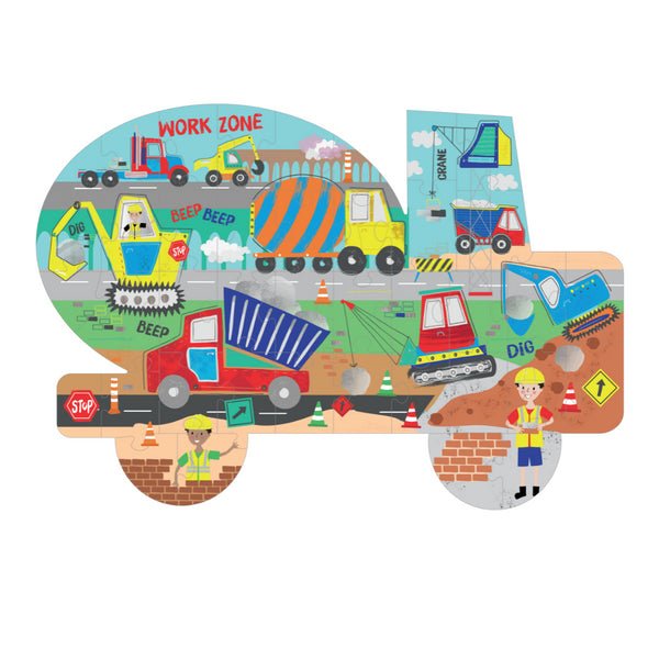 NEW! Floss & Rock Construction 40pc "Truck" Shaped Jigsaw with Shaped Box - Tadpole