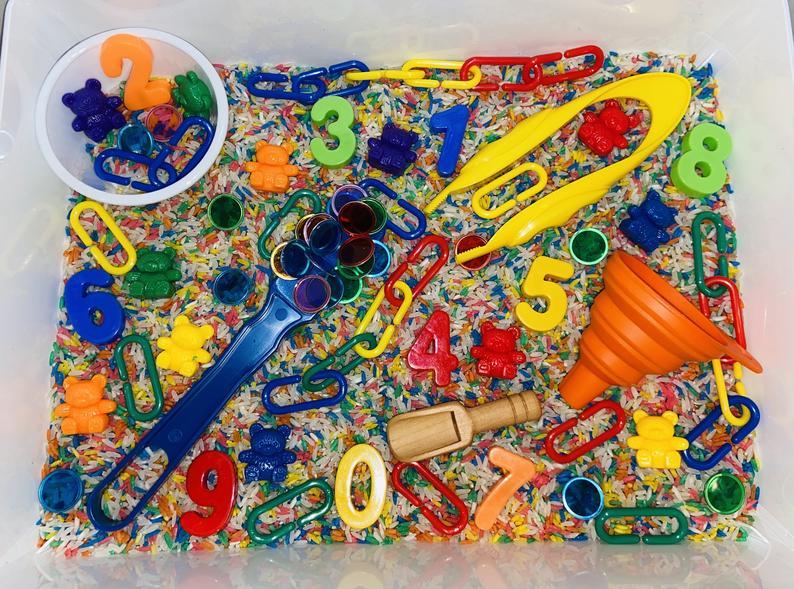 Number Sensory Bin - Tadpole
