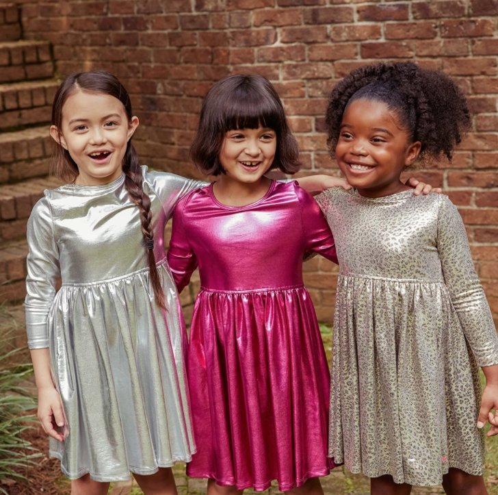Pink Chicken Liza Lame Pink Metallic Dress - Tadpole