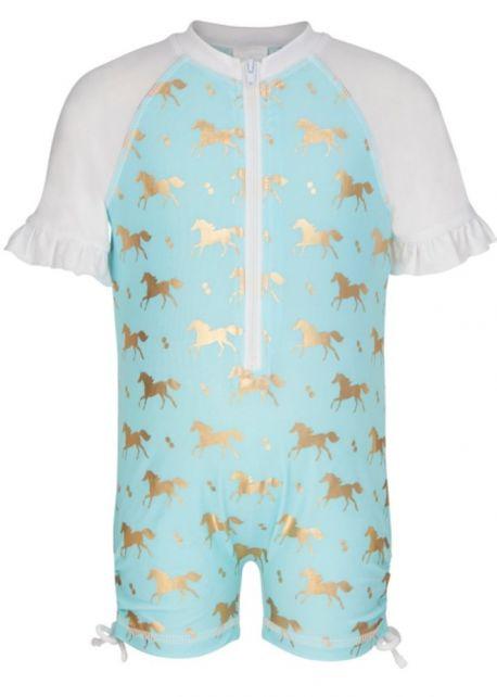 Snapper Rock Zip Sunsuit Gold Horses - Tadpole