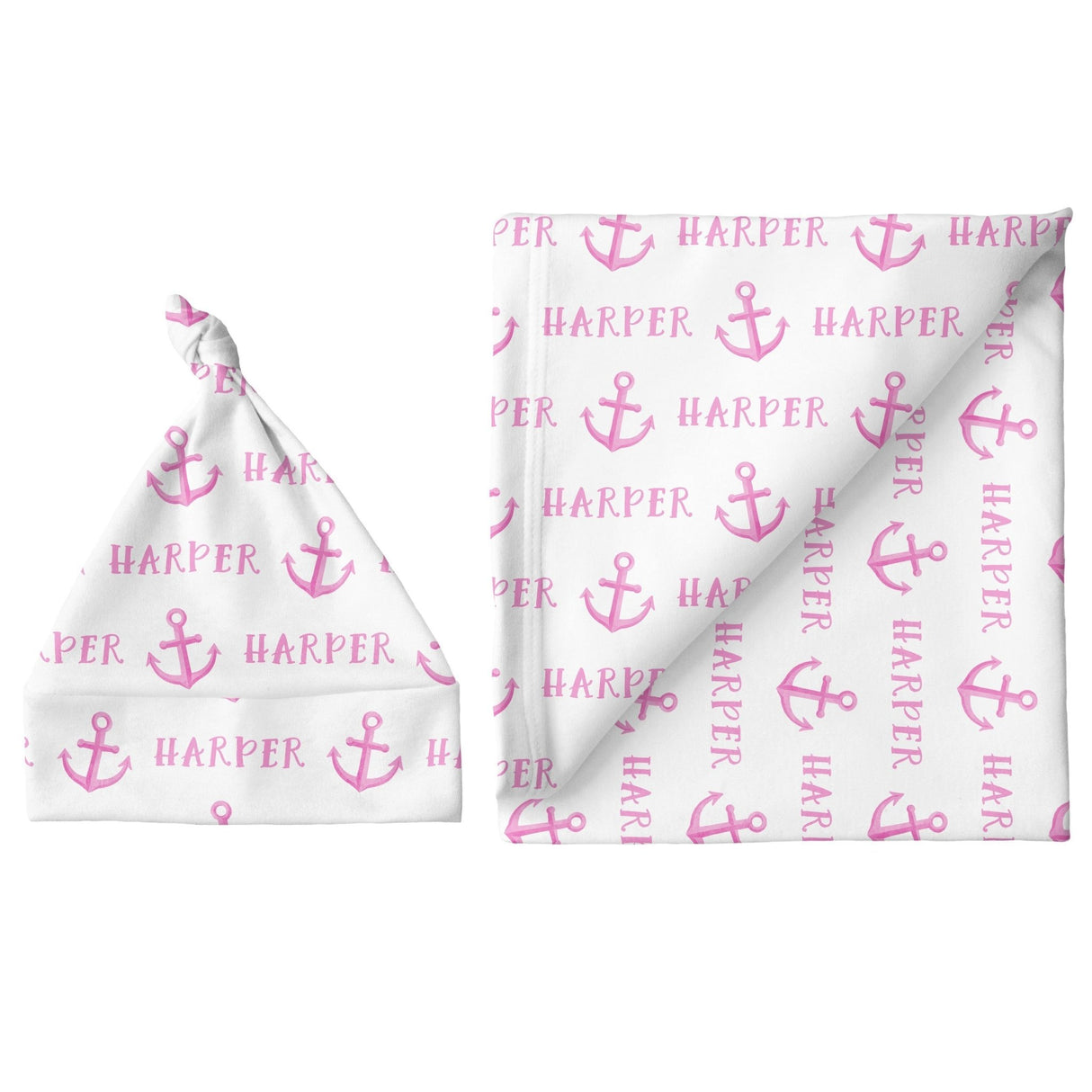 Sugar + Maple Large Blanket & Hat Set - Anchor Pink - Tadpole