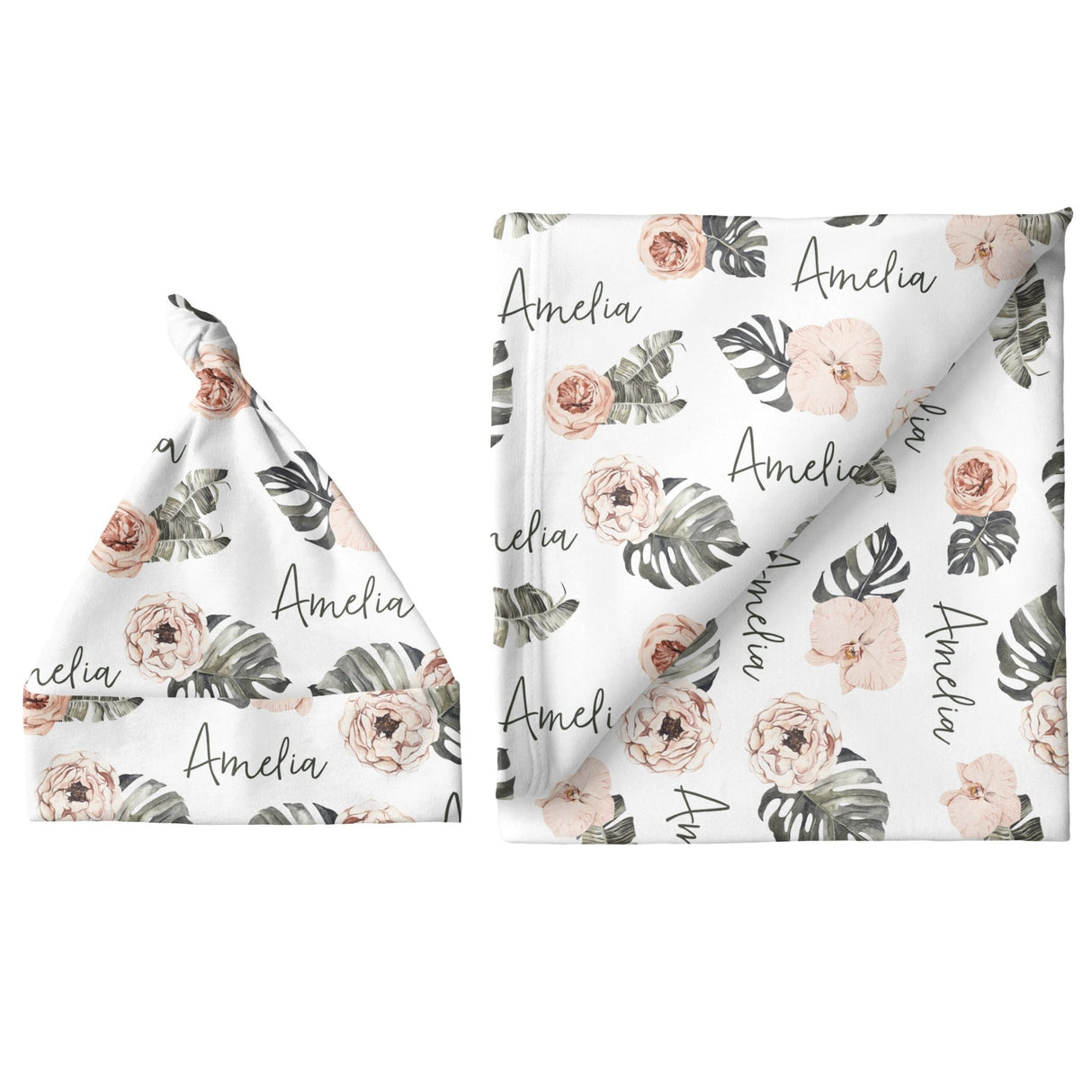 Sugar + Maple Large Blanket & Hat Set - Tropical Floral - Tadpole