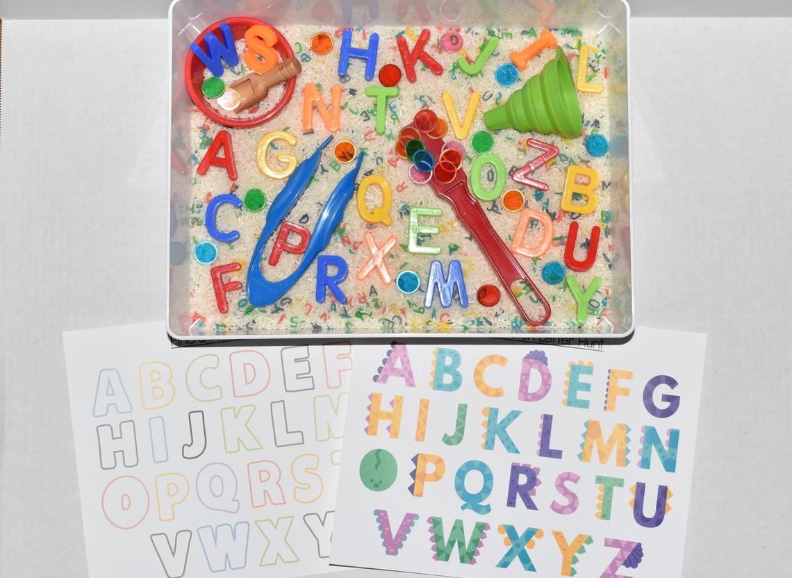 Uppercase Alphabet Sensory Bin - Tadpole