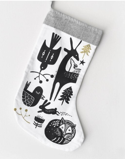 Winter Animals Stocking - Black on White - Tadpole
