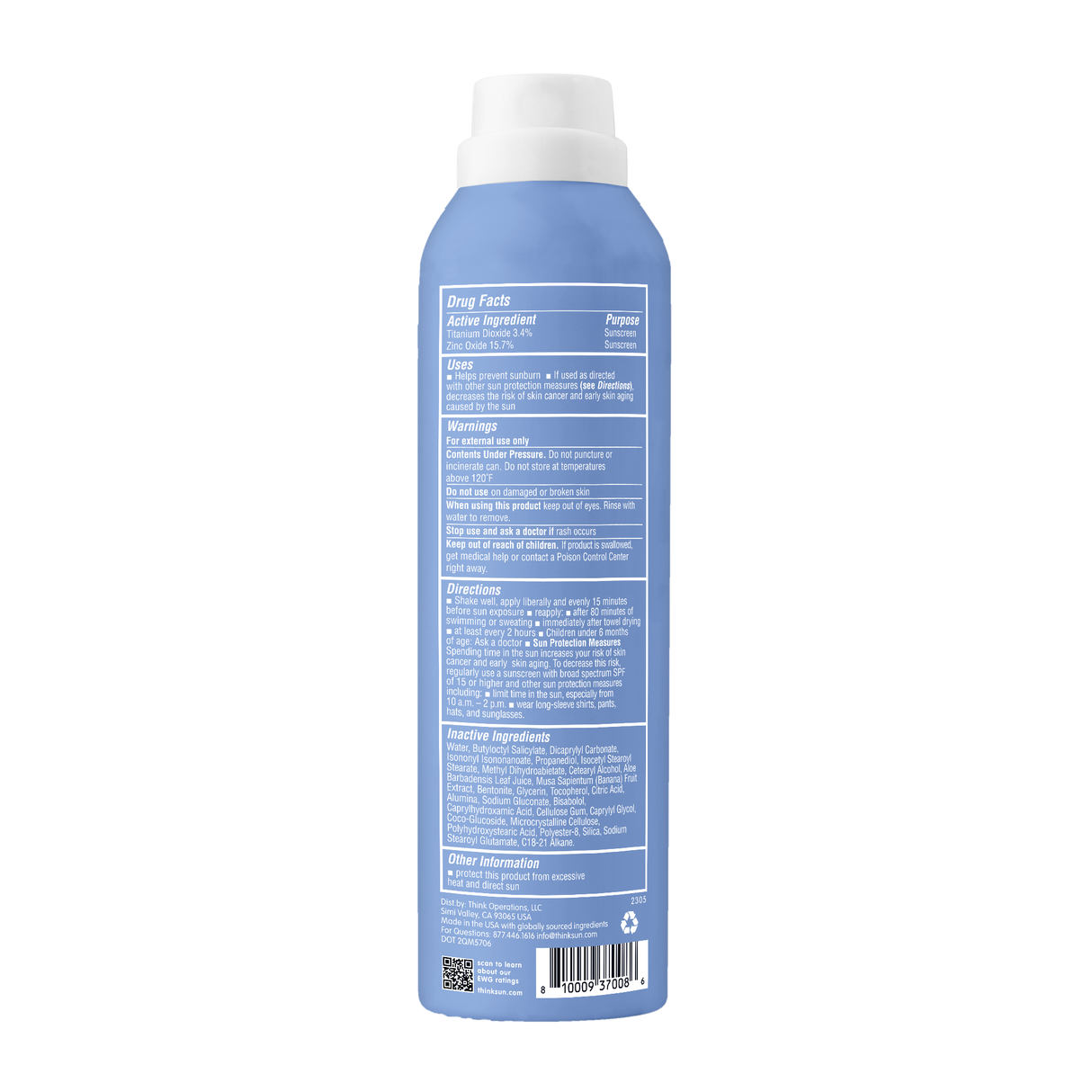 Think Sport SPF 50 All Sheer Mineral Sunscreen Spray