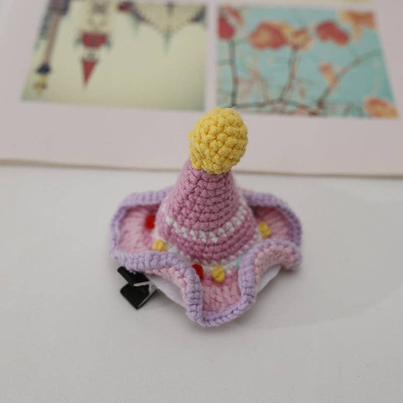 Colorful Princess Crochet Hat Hair Clip Handmade Hair Accessory