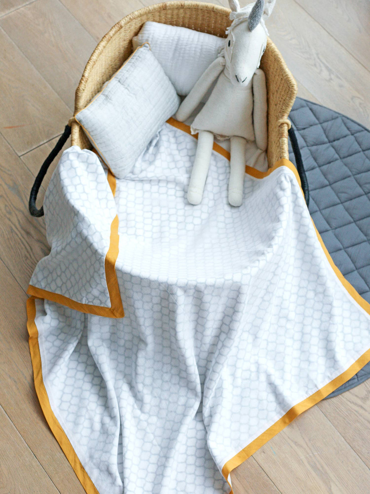 Receiving/Stroller Blanket: Handmade, Block-Printed Cotton