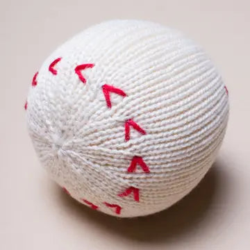 Organic Baby Toy - Baseball Rattle (Handmade) 2.5" d