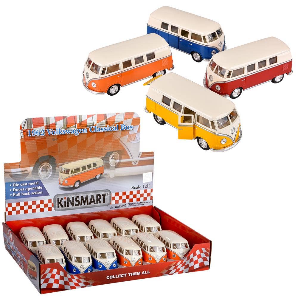 5" Diecast Pull Back 1962 VW Classic Bus   12/Db