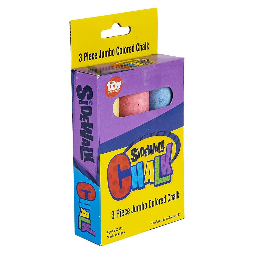 3PC JUMBO SIDEWALK CHALK 4" LLB kids toys