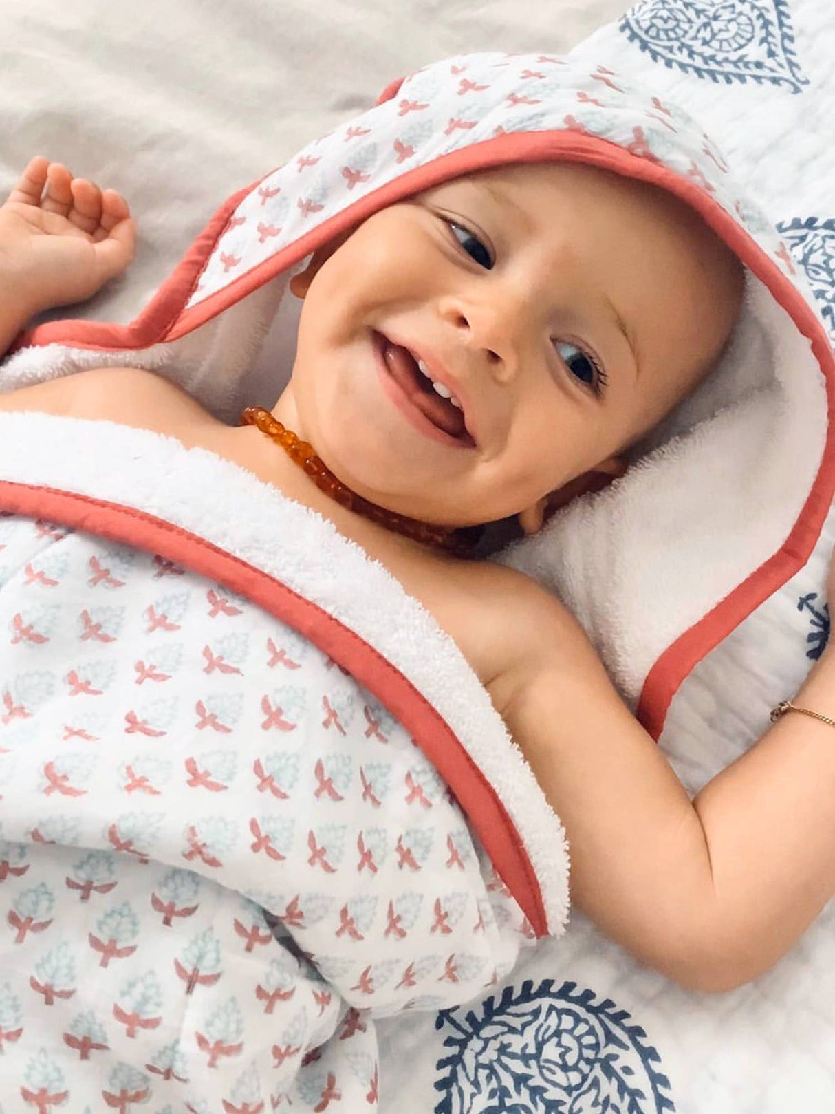 Hooded Towel: Handmade, Block-Printed Cotton, Baby/Toddler
