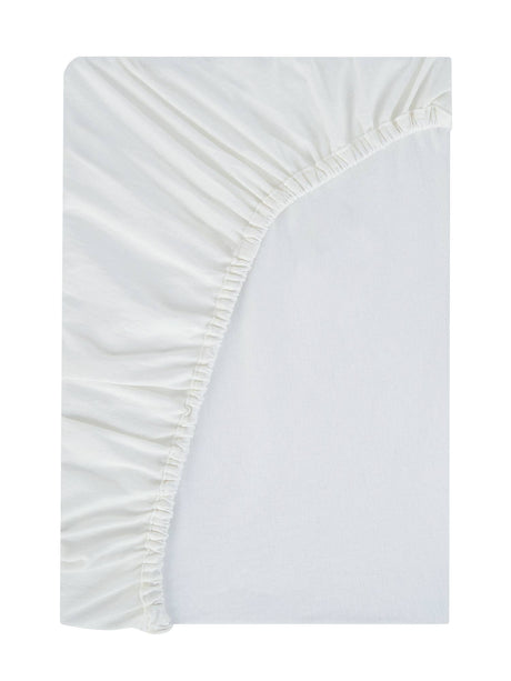 Off White Fitted Crib Sheet: Knit Cotton
