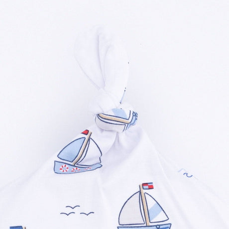 Bubbly Sailboats Blue - Knotted Hat