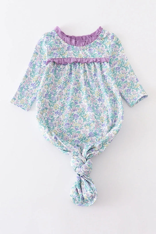 Purple Floral Print Gown - Baby