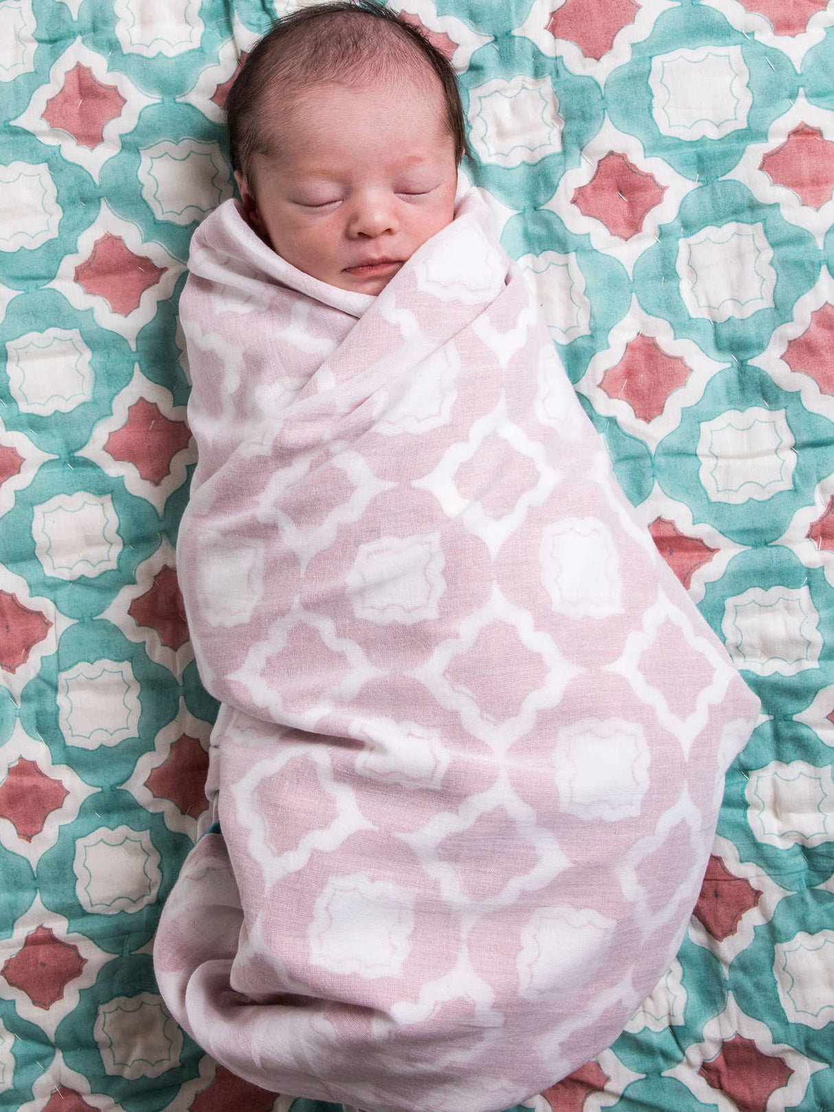 Receiving/Stroller Blanket: Handmade, Block-Printed Cotton
