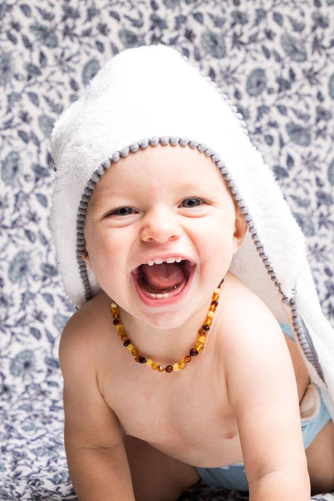 LUXE Baby/Toddler Towel: Detailed Pom Pom Trim,Bamboo Cotton