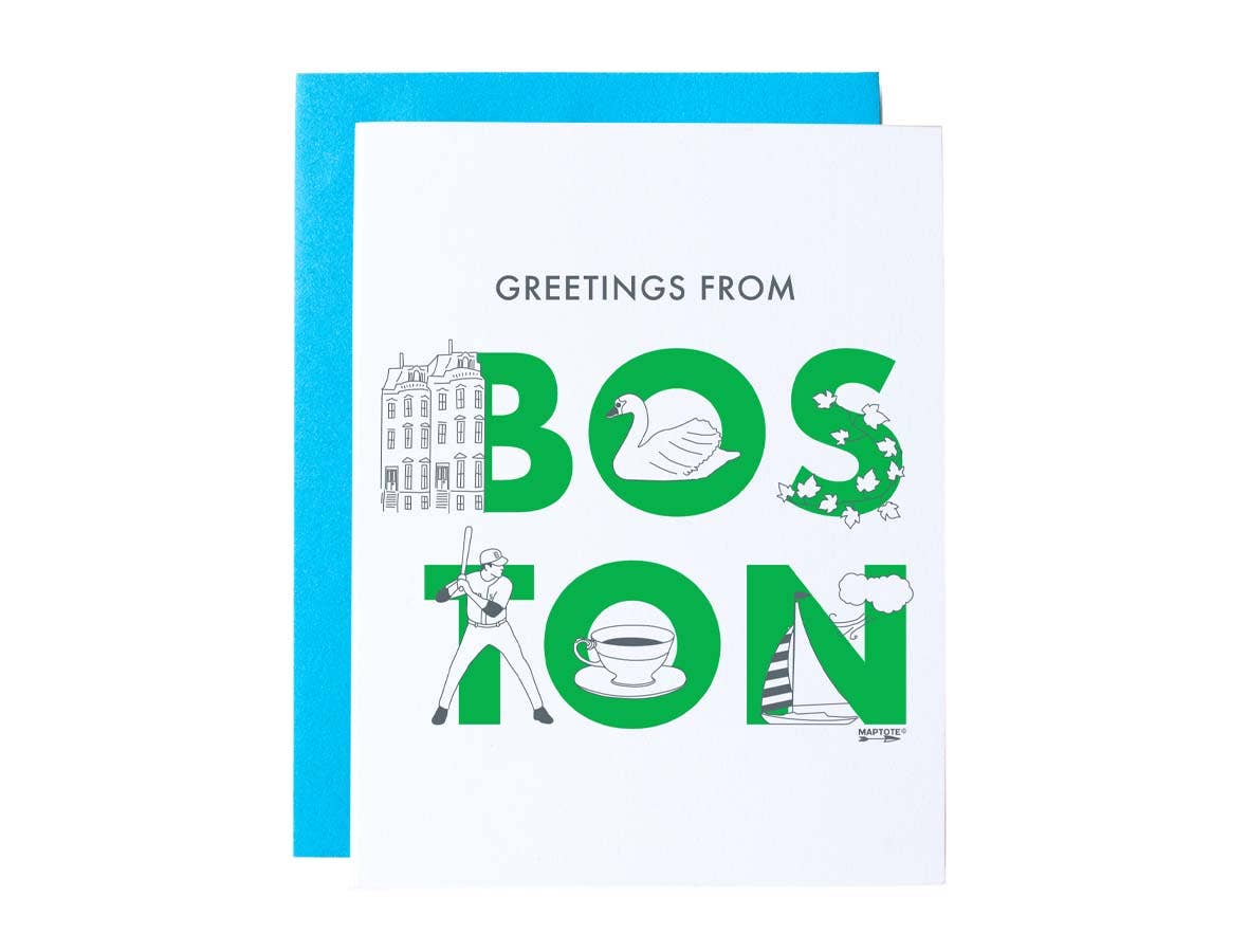 Boston Font Greeting Card - Souvenir, USA Made