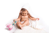 LUXE Baby/Toddler Towel: Detailed Pom Pom Trim,Bamboo Cotton