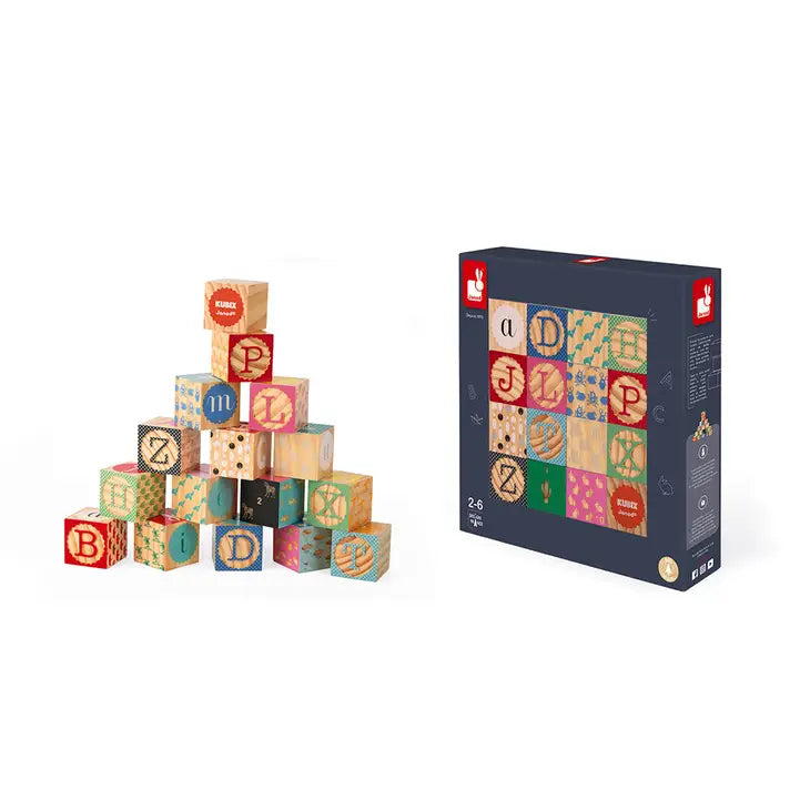Kubix - 16 Carved Alphabet Blocks