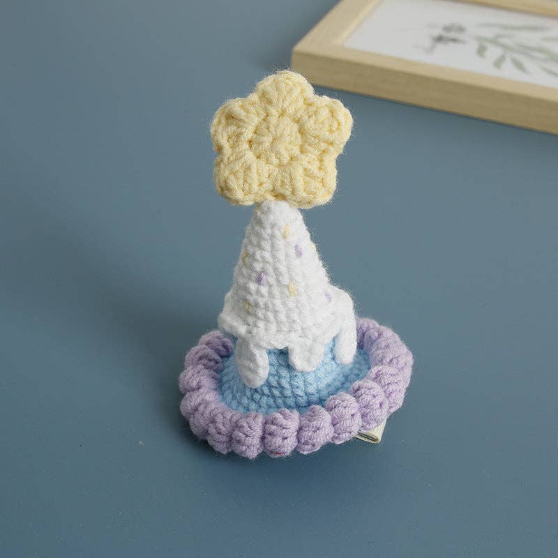 Colorful Princess Crochet Hat Hair Clip Handmade Hair Accessory