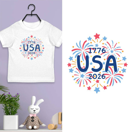 USA Fireworks Doodles 1776-2026 Toddler T-Shirt 2T-5/6