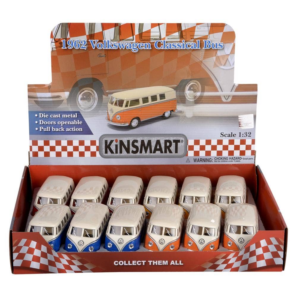 5" Diecast Pull Back 1962 VW Classic Bus   12/Db