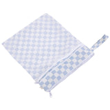Dual-Compartment Wet/Dry Bag with Mesh Pocket (Blue Checker)