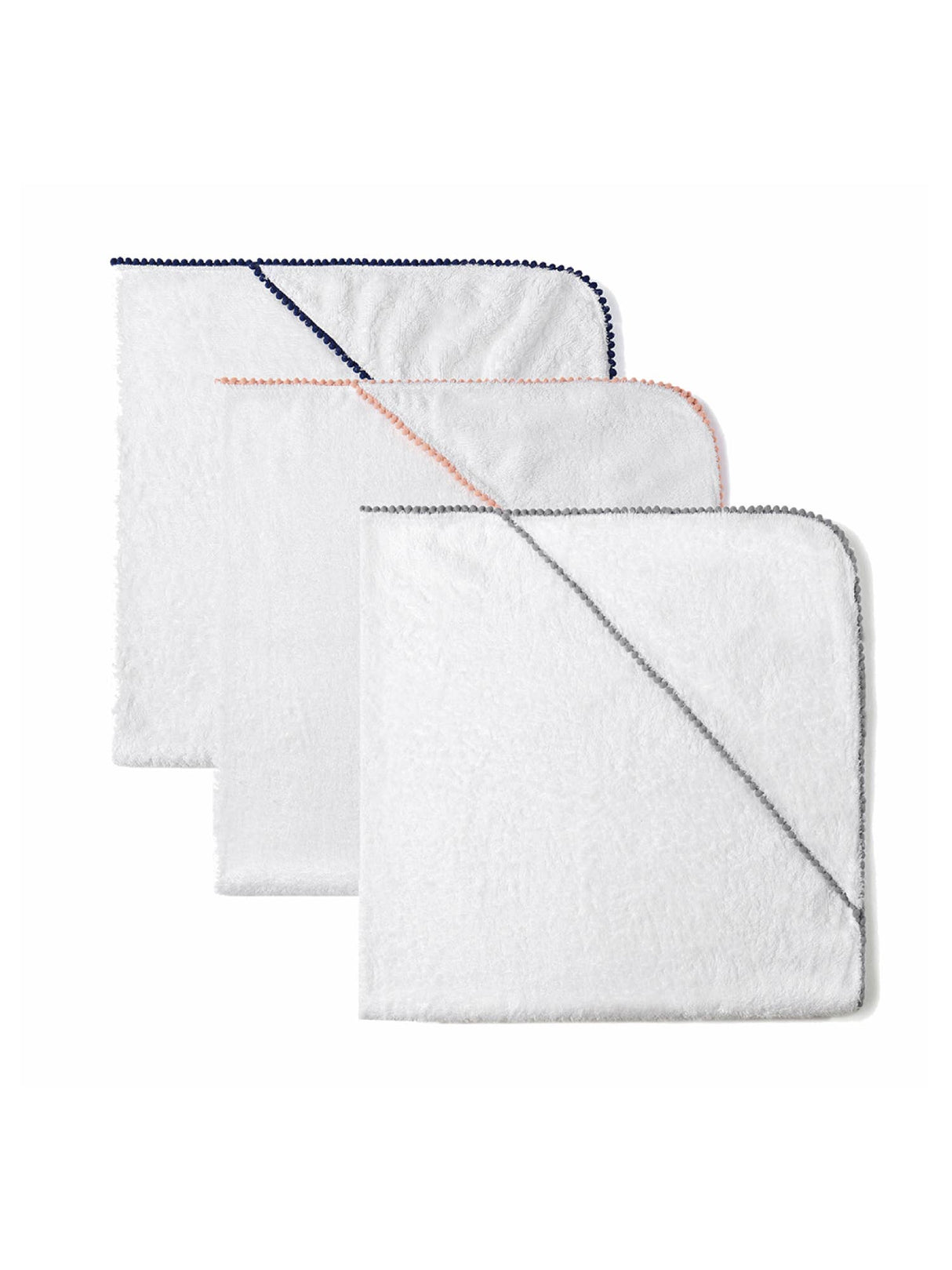 LUXE Baby/Toddler Towel: Detailed Pom Pom Trim,Bamboo Cotton