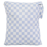 Dual-Compartment Wet/Dry Bag with Mesh Pocket (Blue Checker)