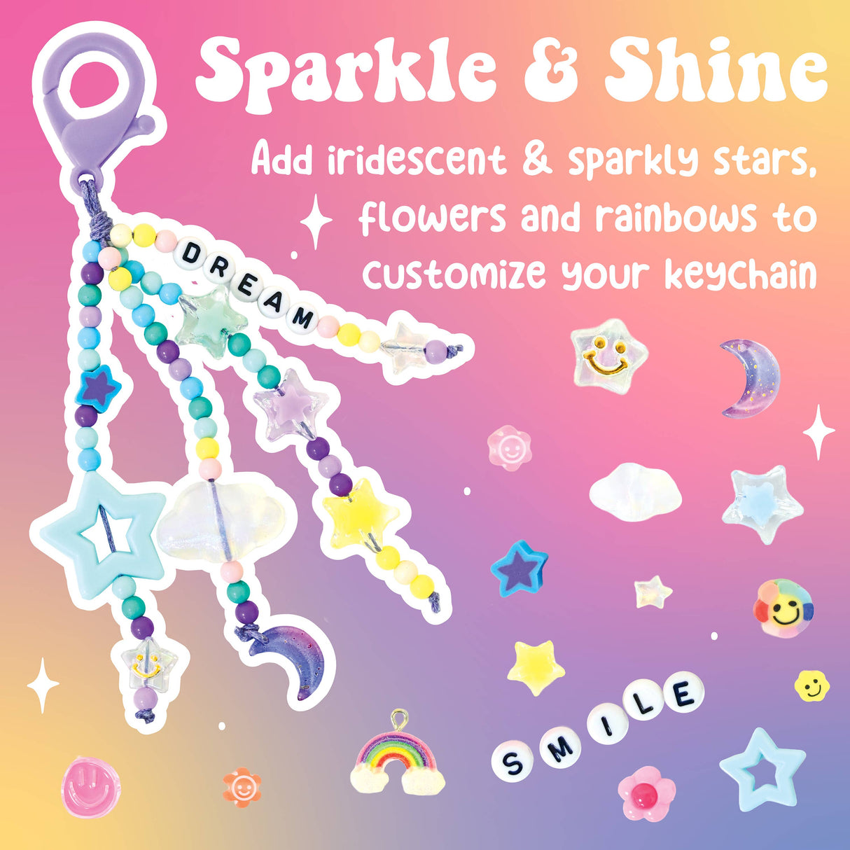 Backpack Keychain Kit for Kids - Makes 2 beaded keychains