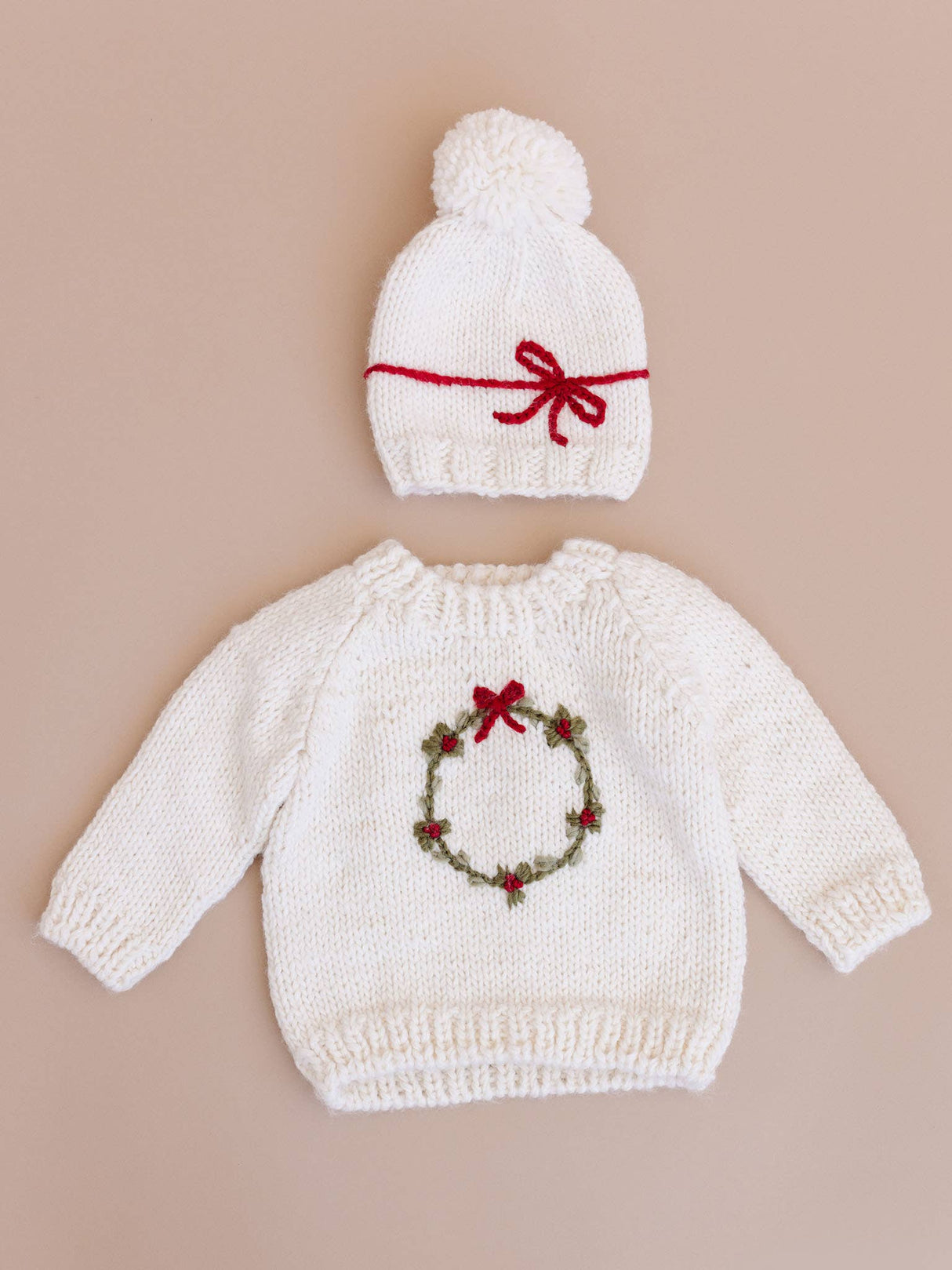 Wreath Sweater Baby Kid Christmas Holiday Bow